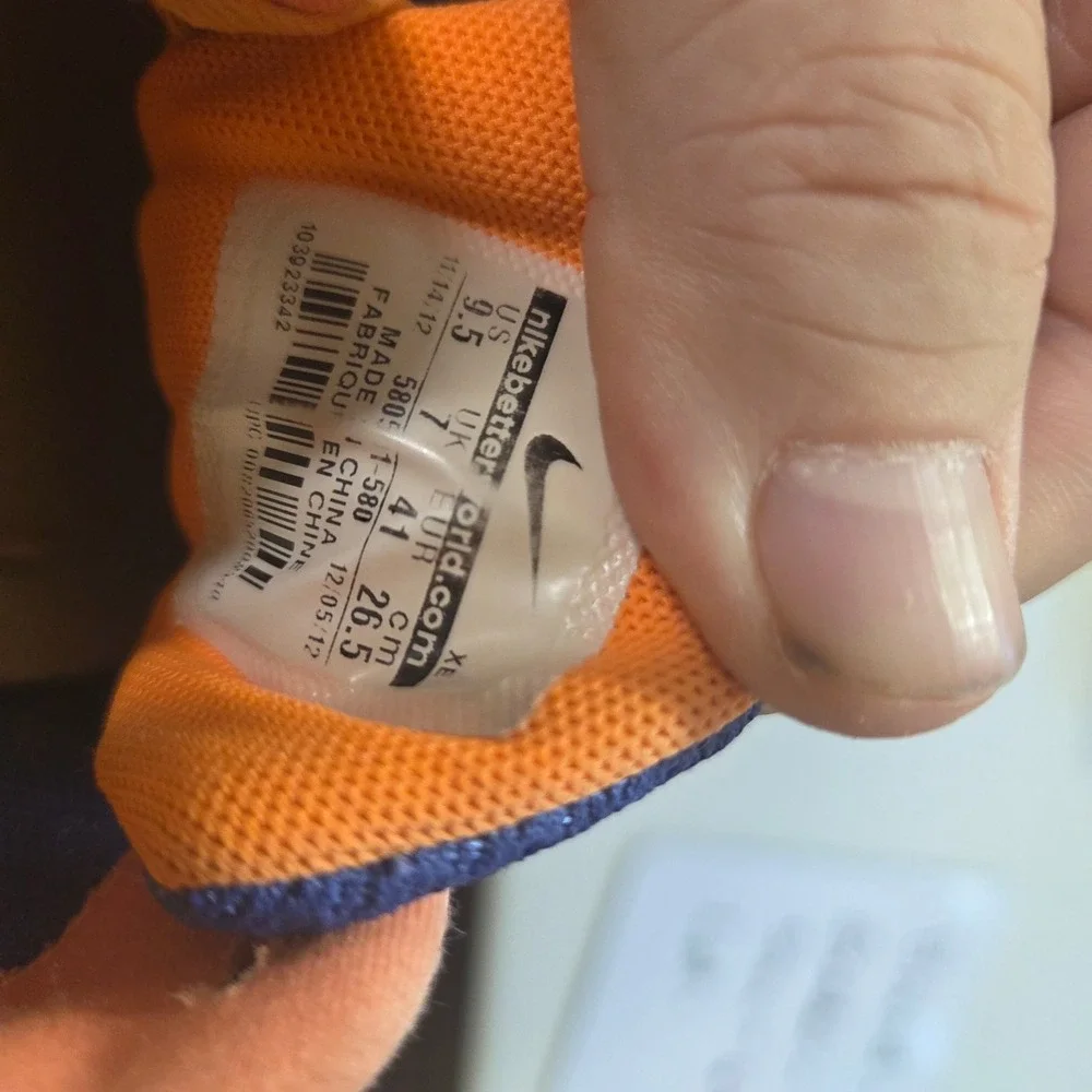 Nike Free Run 5.0 Running Shoes Blue Orange Youth Size 7Y US Women's 8.5‎